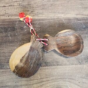 Vintage Hand Carved Wood Castanets Wood Clappers Percussion Noise Maker Flamenco